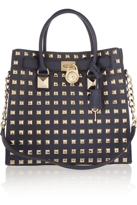 michael kors hamilton black studded tote|Michael Kors Hamilton large satchel.